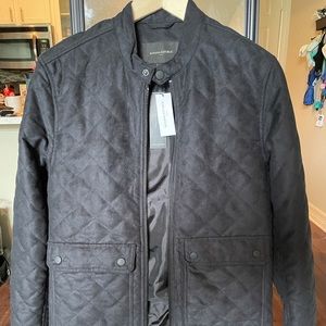 NWT Banana Republic XS Black Suede Quilted Jacket